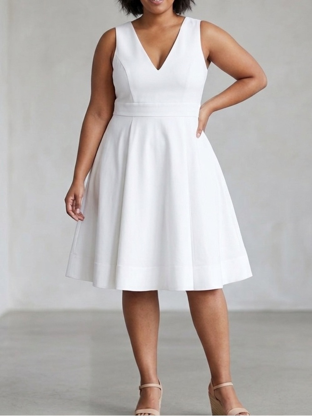 TORRID White V-Neck Fit and Flare Midi Dress - Size 18 - Curvy Bridal